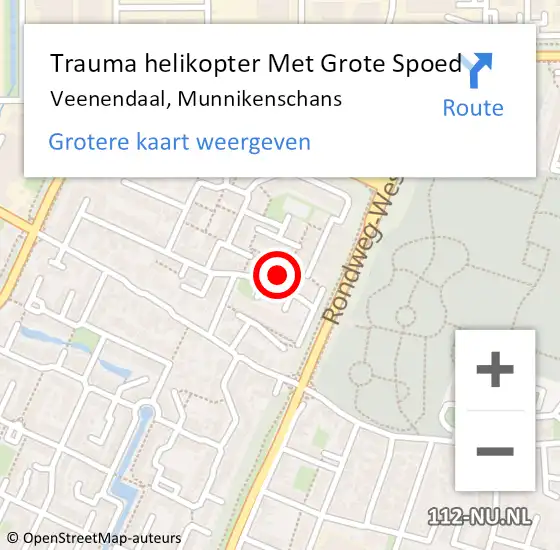 Locatie op kaart van de 112 melding: Trauma helikopter Met Grote Spoed Naar Veenendaal, Munnikenschans op 19 juli 2022 22:52