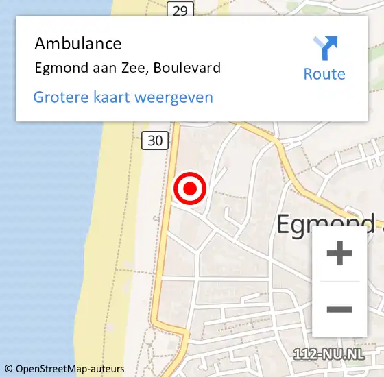 Locatie op kaart van de 112 melding: Ambulance Egmond aan Zee, Boulevard op 19 juli 2022 23:05