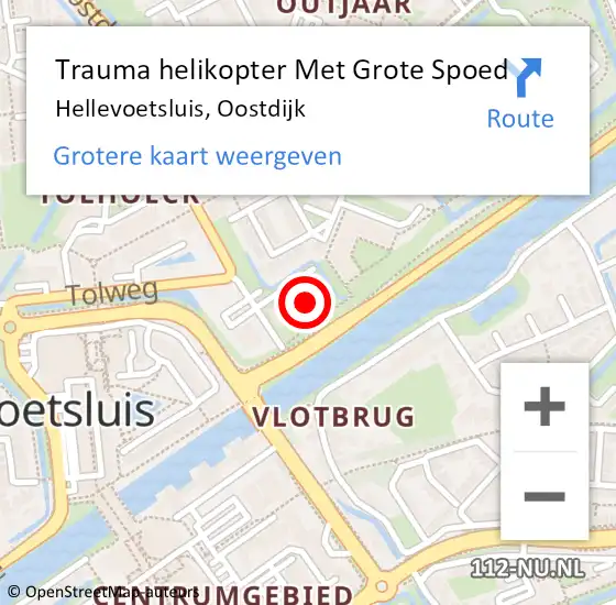 Locatie op kaart van de 112 melding: Trauma helikopter Met Grote Spoed Naar Hellevoetsluis, Oostdijk op 19 juli 2022 23:09