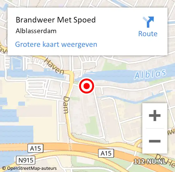 Locatie op kaart van de 112 melding: Brandweer Met Spoed Naar Alblasserdam op 19 juli 2022 23:13