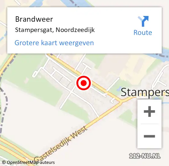 Locatie op kaart van de 112 melding: Brandweer Stampersgat, Noordzeedijk op 19 juli 2022 23:28