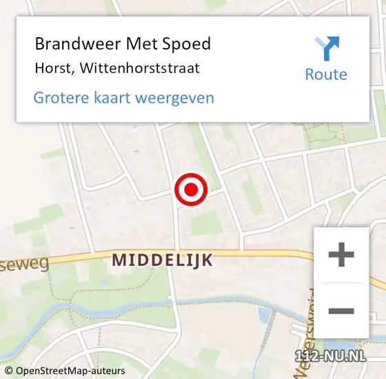 Locatie op kaart van de 112 melding: Brandweer Met Spoed Naar Horst, Wittenhorststraat op 19 juli 2022 23:47