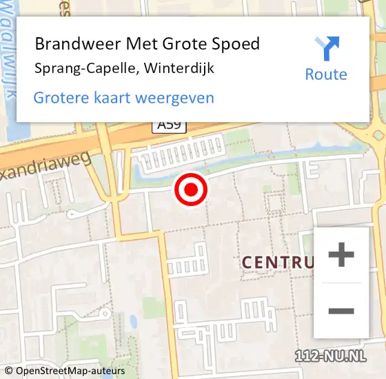 Locatie op kaart van de 112 melding: Brandweer Met Grote Spoed Naar Sprang-Capelle, Winterdijk op 19 juli 2022 23:53