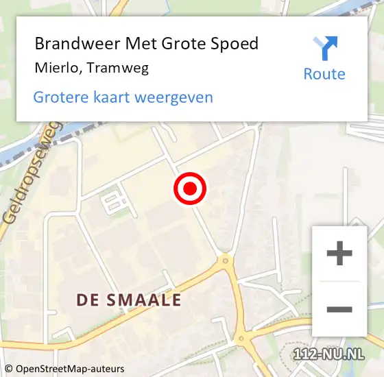 Locatie op kaart van de 112 melding: Brandweer Met Grote Spoed Naar Mierlo, Tramweg op 20 juli 2022 00:13