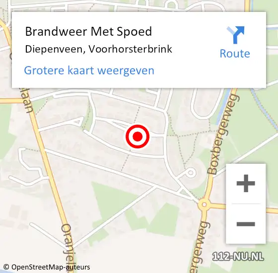 Locatie op kaart van de 112 melding: Brandweer Met Spoed Naar Diepenveen, Voorhorsterbrink op 20 juli 2022 00:22