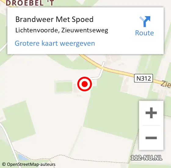 Locatie op kaart van de 112 melding: Brandweer Met Spoed Naar Lichtenvoorde, Zieuwentseweg op 20 juli 2022 01:18