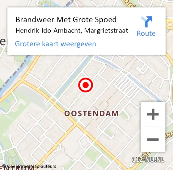 Locatie op kaart van de 112 melding: Brandweer Met Grote Spoed Naar Hendrik-Ido-Ambacht, Margrietstraat op 20 juli 2022 01:51