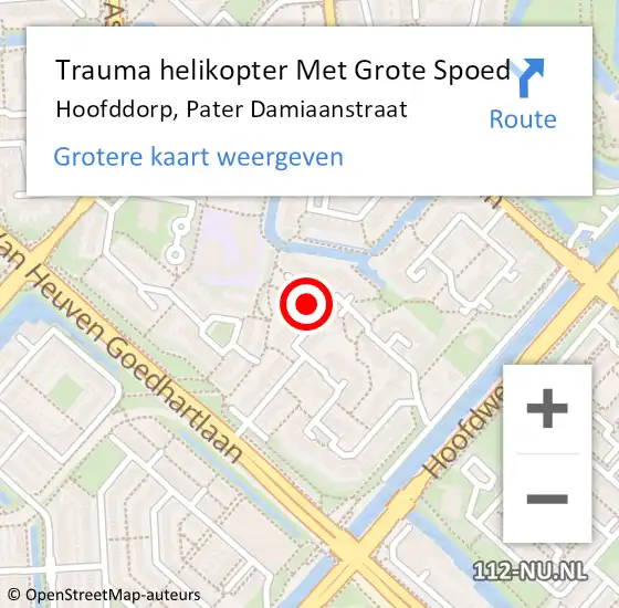 Locatie op kaart van de 112 melding: Trauma helikopter Met Grote Spoed Naar Hoofddorp, Pater Damiaanstraat op 20 juli 2022 02:22