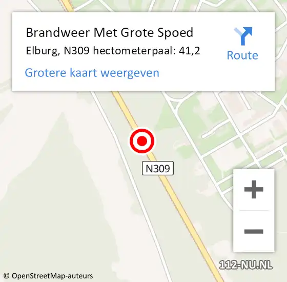 Locatie op kaart van de 112 melding: Brandweer Met Grote Spoed Naar Elburg, N309 hectometerpaal: 41,2 op 20 juli 2022 02:33