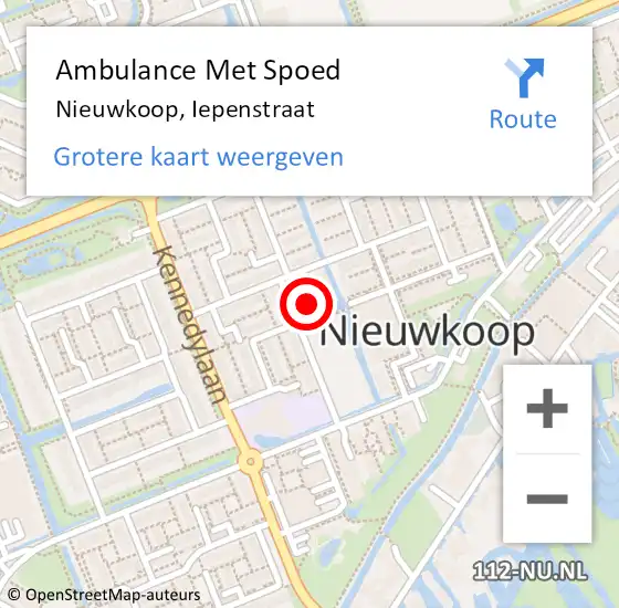 Locatie op kaart van de 112 melding: Ambulance Met Spoed Naar Nieuwkoop, Iepenstraat op 20 juli 2022 02:42