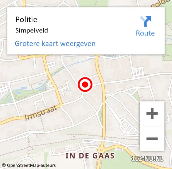 Locatie op kaart van de 112 melding: Politie Simpelveld op 20 juli 2022 02:53