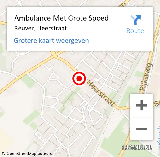 Locatie op kaart van de 112 melding: Ambulance Met Grote Spoed Naar Reuver, Heerstraat op 20 juli 2022 03:07