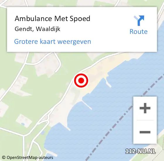 Locatie op kaart van de 112 melding: Ambulance Met Spoed Naar Gendt, Waaldijk op 20 juli 2022 03:09