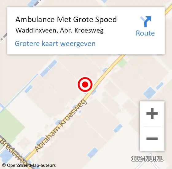 Locatie op kaart van de 112 melding: Ambulance Met Grote Spoed Naar Waddinxveen, Abr. Kroesweg op 20 juli 2022 03:18