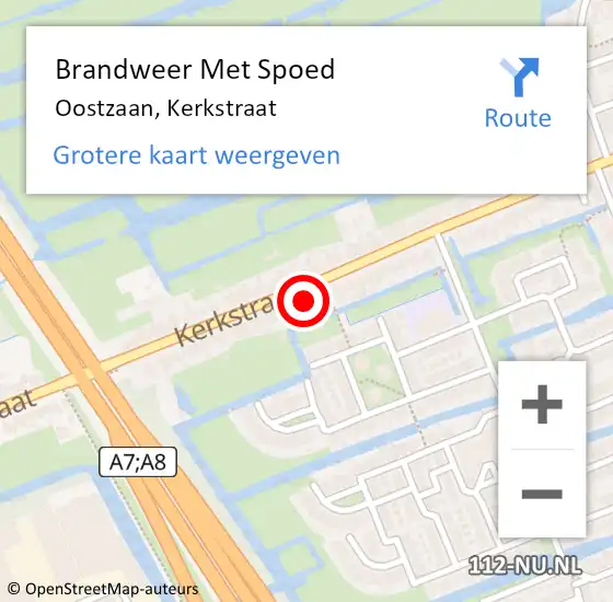 Locatie op kaart van de 112 melding: Brandweer Met Spoed Naar Oostzaan, Kerkstraat op 20 juli 2022 03:34