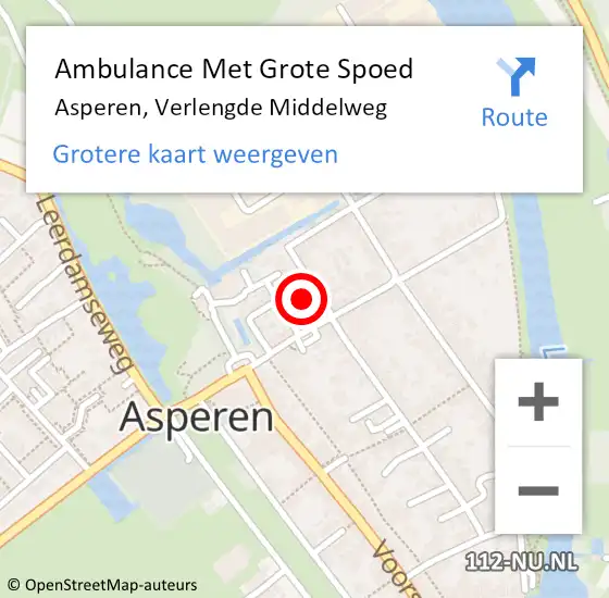 Locatie op kaart van de 112 melding: Ambulance Met Grote Spoed Naar Asperen, Verlengde Middelweg op 20 juli 2022 05:00