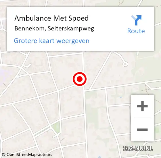 Locatie op kaart van de 112 melding: Ambulance Met Spoed Naar Bennekom, Selterskampweg op 20 juli 2022 05:30
