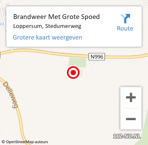 Locatie op kaart van de 112 melding: Brandweer Met Grote Spoed Naar Loppersum, Stedumerweg op 20 juli 2022 06:23