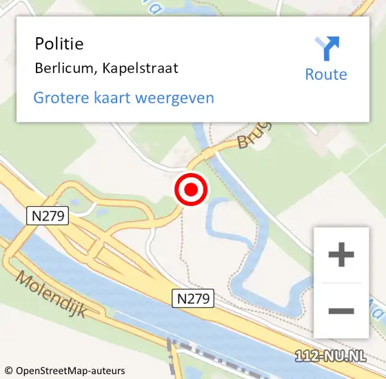 Locatie op kaart van de 112 melding: Politie Berlicum, Kapelstraat op 20 juli 2022 07:13