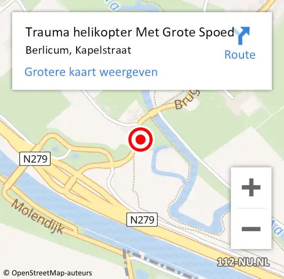 Locatie op kaart van de 112 melding: Trauma helikopter Met Grote Spoed Naar Berlicum, Kapelstraat op 20 juli 2022 07:14