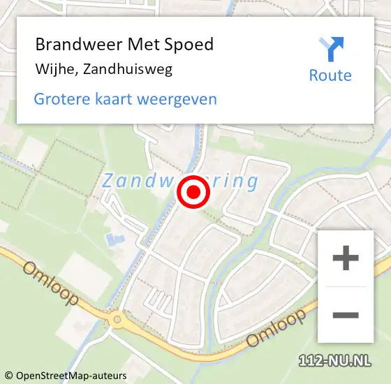 Locatie op kaart van de 112 melding: Brandweer Met Spoed Naar Wijhe, Zandhuisweg op 20 juli 2022 07:33