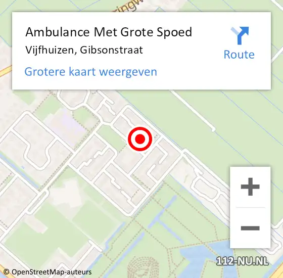 Locatie op kaart van de 112 melding: Ambulance Met Grote Spoed Naar Vijfhuizen, Gibsonstraat op 20 juli 2022 07:48