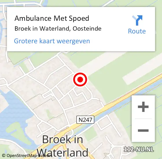 Locatie op kaart van de 112 melding: Ambulance Met Spoed Naar Broek in Waterland, Oosteinde op 20 juli 2022 08:17