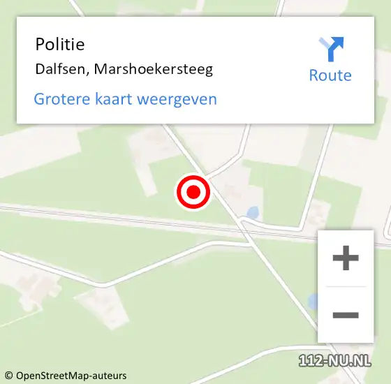 Locatie op kaart van de 112 melding: Politie Dalfsen, Marshoekersteeg op 20 juli 2022 08:24