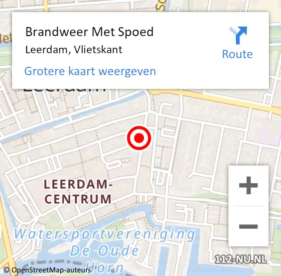 Locatie op kaart van de 112 melding: Brandweer Met Spoed Naar Leerdam, Vlietskant op 20 juli 2022 09:22