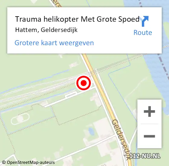 Locatie op kaart van de 112 melding: Trauma helikopter Met Grote Spoed Naar Hattem, Geldersedijk op 20 juli 2022 09:33