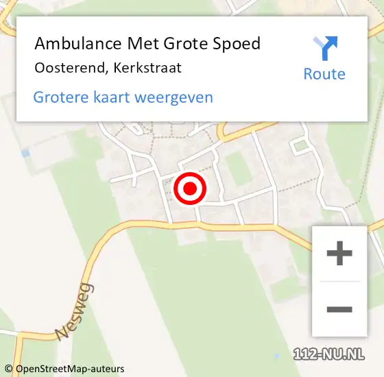Locatie op kaart van de 112 melding: Ambulance Met Grote Spoed Naar Oosterend, Kerkstraat op 20 juli 2022 09:33