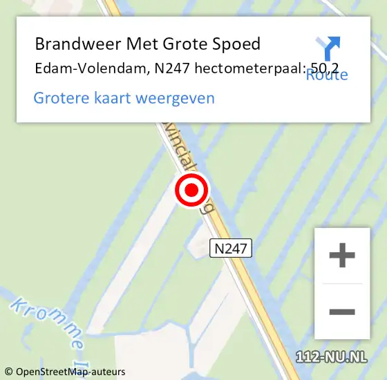 Locatie op kaart van de 112 melding: Brandweer Met Grote Spoed Naar Edam-Volendam, N247 hectometerpaal: 50,2 op 20 juli 2022 10:10