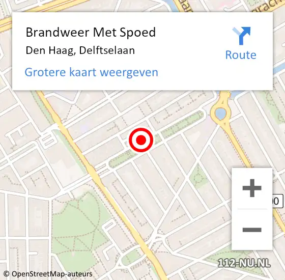 Locatie op kaart van de 112 melding: Brandweer Met Spoed Naar Den Haag, Delftselaan op 20 juli 2022 10:53