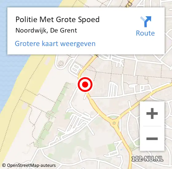 Locatie op kaart van de 112 melding: Politie Met Grote Spoed Naar Noordwijk, De Grent op 20 juli 2022 11:06