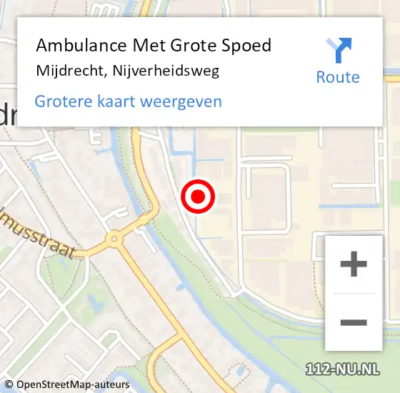 Locatie op kaart van de 112 melding: Ambulance Met Grote Spoed Naar Mijdrecht, Nijverheidsweg op 20 juli 2022 11:10