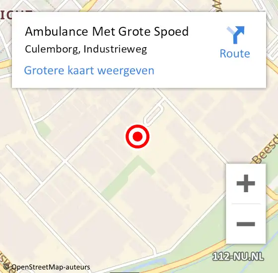 Locatie op kaart van de 112 melding: Ambulance Met Grote Spoed Naar Culemborg, Industrieweg op 20 juli 2022 11:18