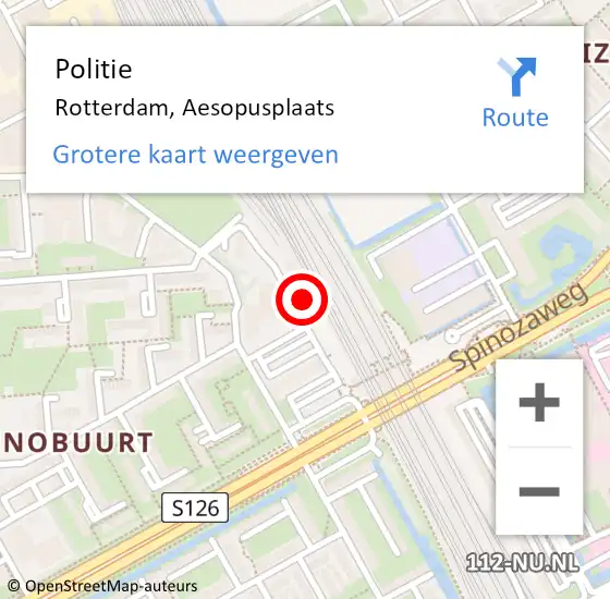 Locatie op kaart van de 112 melding: Politie Rotterdam, Aesopusplaats op 20 juli 2022 11:28