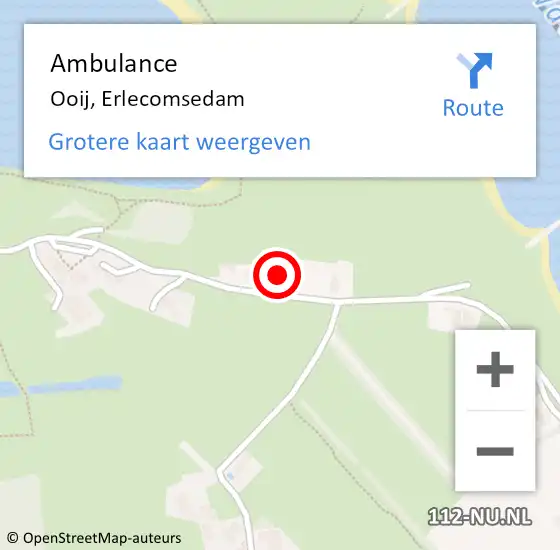 Locatie op kaart van de 112 melding: Ambulance Ooij, Erlecomsedam op 20 juli 2022 11:35