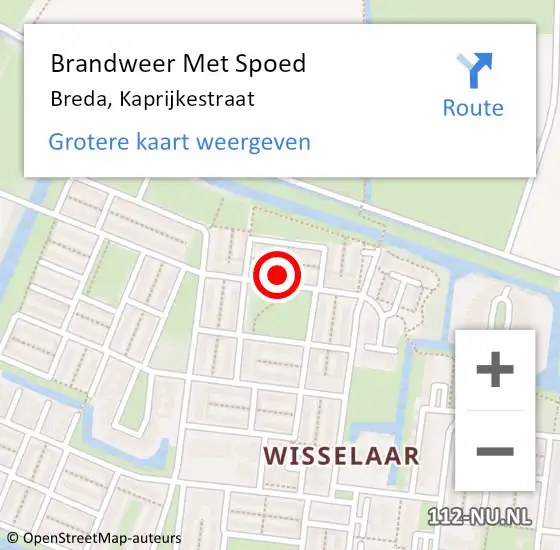 Locatie op kaart van de 112 melding: Brandweer Met Spoed Naar Breda, Kaprijkestraat op 20 juli 2022 11:47