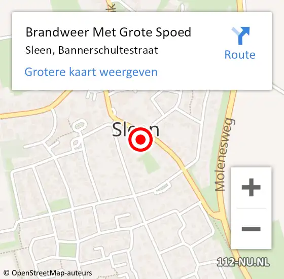 Locatie op kaart van de 112 melding: Brandweer Met Grote Spoed Naar Sleen, Bannerschultestraat op 20 juli 2022 11:53