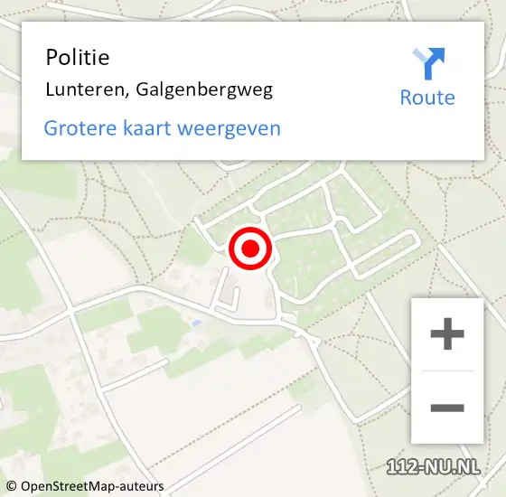 Locatie op kaart van de 112 melding: Politie Lunteren, Galgenbergweg op 20 juli 2022 12:01