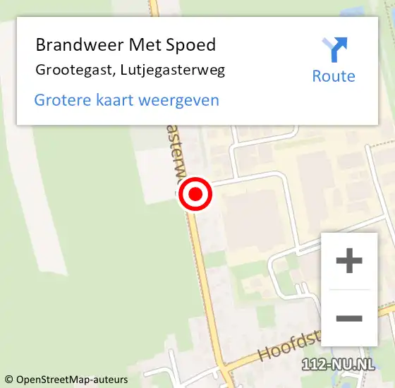 Locatie op kaart van de 112 melding: Brandweer Met Spoed Naar Grootegast, Lutjegasterweg op 20 juli 2022 12:03