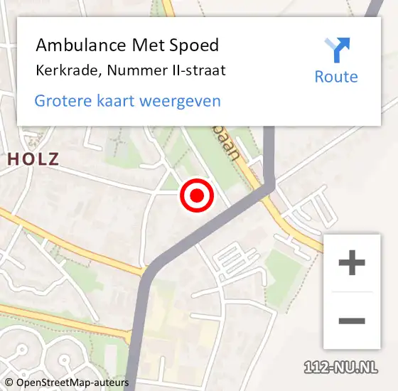 Locatie op kaart van de 112 melding: Ambulance Met Spoed Naar Kerkrade, Nummer II-straat op 23 juli 2014 19:47