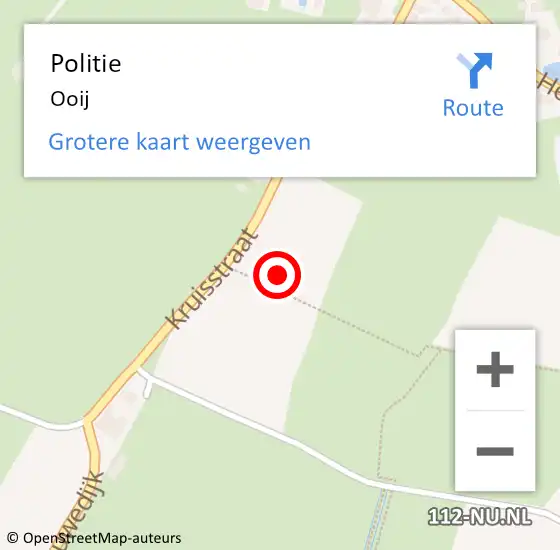 Locatie op kaart van de 112 melding: Politie Ooij op 20 juli 2022 12:11