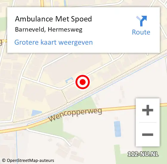 Locatie op kaart van de 112 melding: Ambulance Met Spoed Naar Barneveld, Hermesweg op 20 juli 2022 12:24