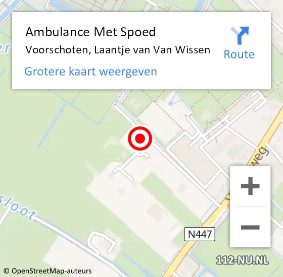 Locatie op kaart van de 112 melding: Ambulance Met Spoed Naar Voorschoten, Laantje van Van Wissen op 20 juli 2022 12:27