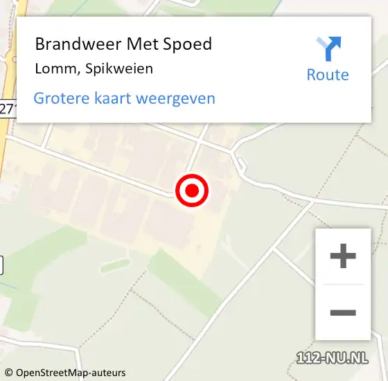 Locatie op kaart van de 112 melding: Brandweer Met Spoed Naar Lomm, Spikweien op 20 juli 2022 12:41