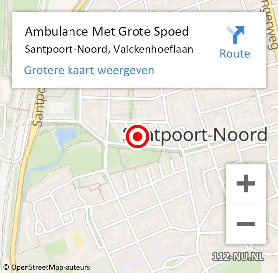 Locatie op kaart van de 112 melding: Ambulance Met Grote Spoed Naar Santpoort-Noord, Valckenhoeflaan op 20 juli 2022 12:46