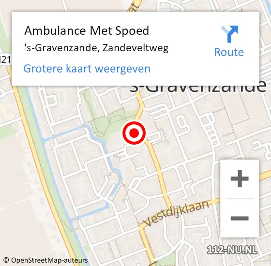 Locatie op kaart van de 112 melding: Ambulance Met Spoed Naar 's-Gravenzande, Zandeveltweg op 20 juli 2022 13:05