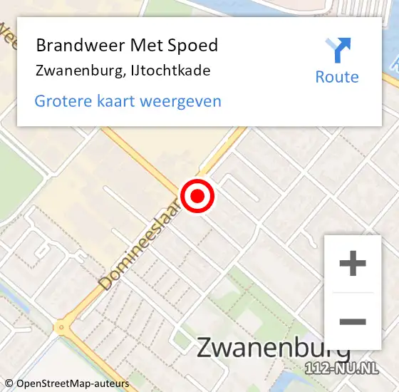 Locatie op kaart van de 112 melding: Brandweer Met Spoed Naar Zwanenburg, IJtochtkade op 20 juli 2022 13:16